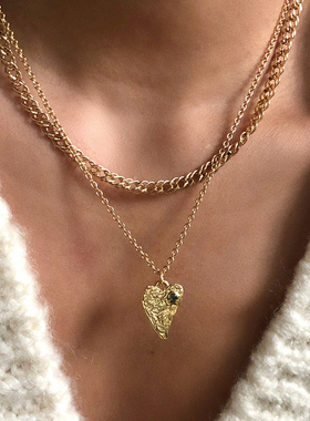 Louise damas 蓝晶石心形项链轻奢小众高级感叠戴气质百搭锁骨链