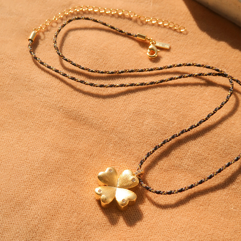 比利时MYA BAY四叶草镀24K金磨砂质感项链小众设计可叠戴锁骨链