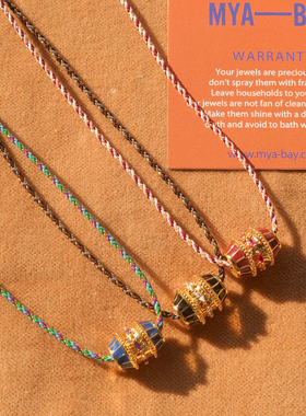 MYA BAY 彩色古法珐琅彩转运珠吊坠项链路路通叠戴编绳款锁骨链