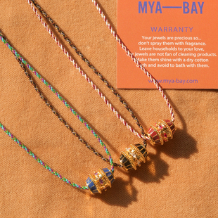 MYA BAY 彩色古法珐琅彩转运珠吊坠项链路路通叠戴编绳款锁骨链