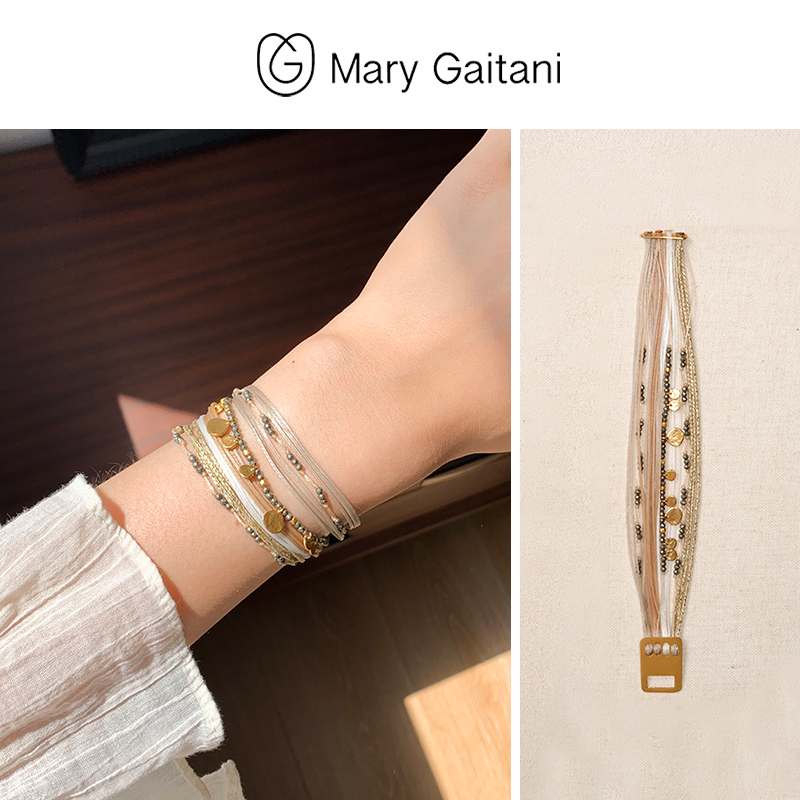 MaryGaitani黄铁矿手工金币手链