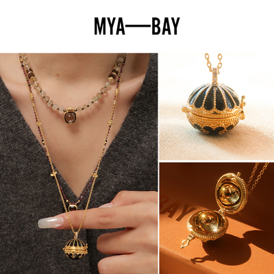 MYABAY黑珐琅圆球可调节毛衣链