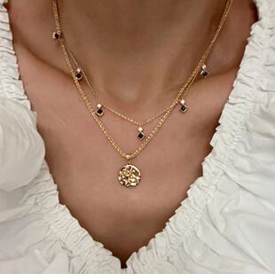 lhwindsor温莎珠宝原创设计Self love玫瑰花+小黑钻项链精致叠戴