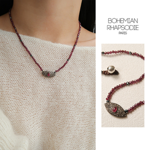 【25秋冬新品】Bohemian Rhapsodie恶魔之眼项链复古石榴石锁骨链