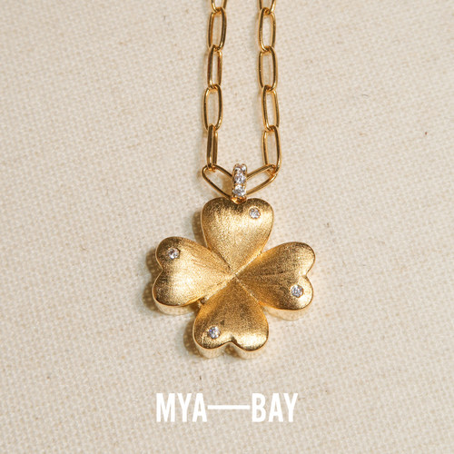 MYABAY彩幸运四叶草吊坠项链
