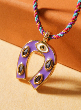 MYABAY马蹄铁U型吊坠编织绳项链