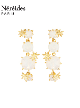 Les Nereides茶白星钻系列 多星钻与星星 耳钉