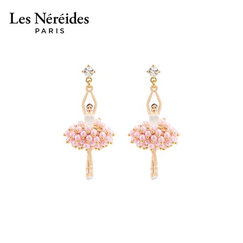 Les Nereides芭蕾女孩经典系列 粉色珍珠芭蕾 耳钉
