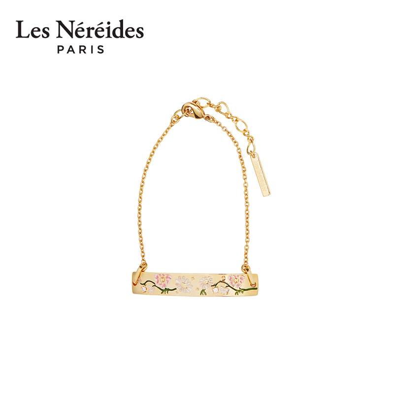 Les Nereides维多利亚系列 雏菊与三色堇 手链 复古珐琅镀金手链