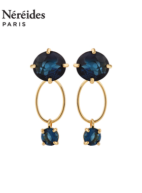 Les Nereides海蓝星钻系列 蓝色海洋吊坠耳钉 简约大气时尚感耳饰