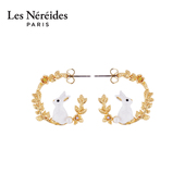 Les papi 酱同款 Nereides魔法奇遇系列可爱小白兔子麦穗耳环耳钉