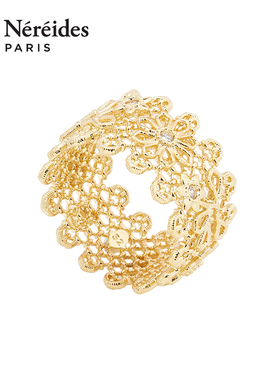 Les Nereides金色梦网系列 金色花卉 戒指 设计感法式轻奢小众