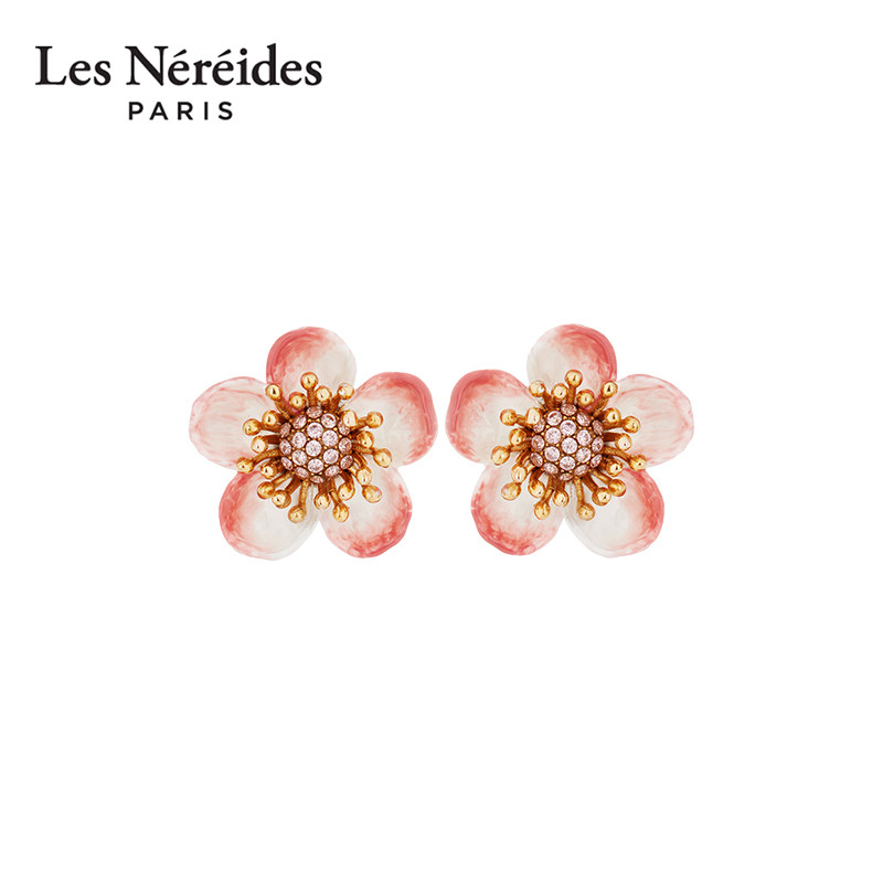 Les Nereides果色物语系列 苹果花 耳钉 手工珐琅气质轻奢送女友
