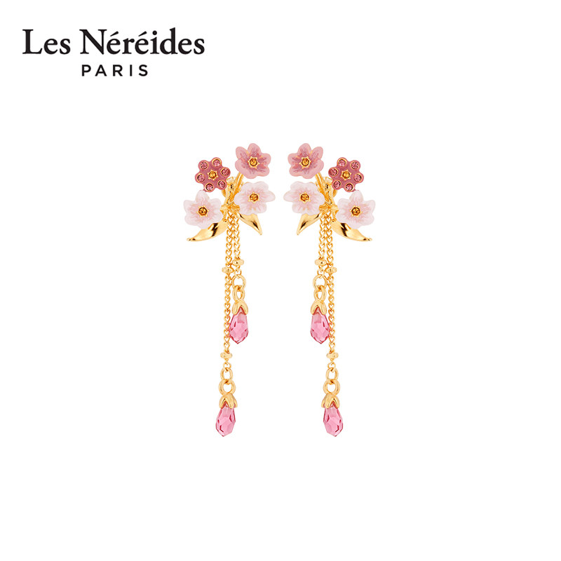 Les Nereides粉黛茉莉系列 粉色茉莉花吊坠 耳钉 极简小众设计款