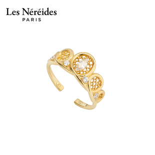 Les Nereides巴黎歌剧院系列 金色花丝与水晶石 可调节戒指