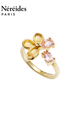 Les Nereides鸢尾花系列 金色樱花 可调节戒指
