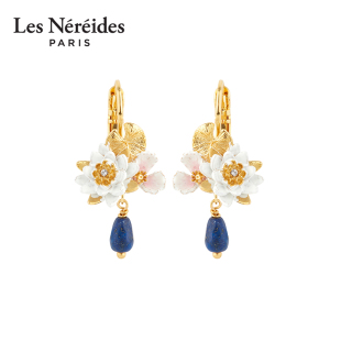 時尚 Les Nereides莫奈花園系列耳夾耳釘 白色睡蓮堇青石 設計感