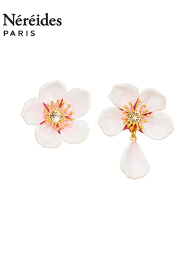 Les NereidesHanami樱花白色樱花吊坠耳环手工ins耳钉耳夹