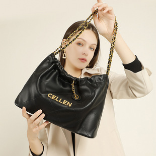 法国设计师CanaryKiss小香垃圾袋包包真皮托特包女大容量斜挎大包