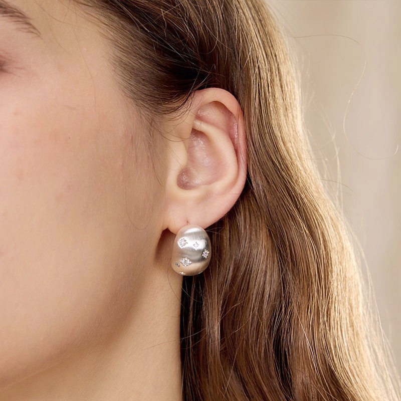 日系George Melis星夜丝光星云耳钉时尚轻奢耳环拉丝磨砂耳饰