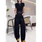 时尚 新款 晕染t恤休闲工装 牛仔裤 日系george 洋气女装 melis夏季