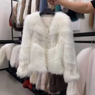 时尚 新款 重工流苏仿皮毛外套宽松洋气女 melis冬季 日系george