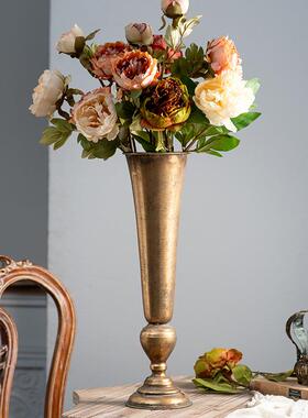 欧式复古金色花瓶婚礼装饰道具特色餐厅桌面铁艺摆件花店插花瓶子