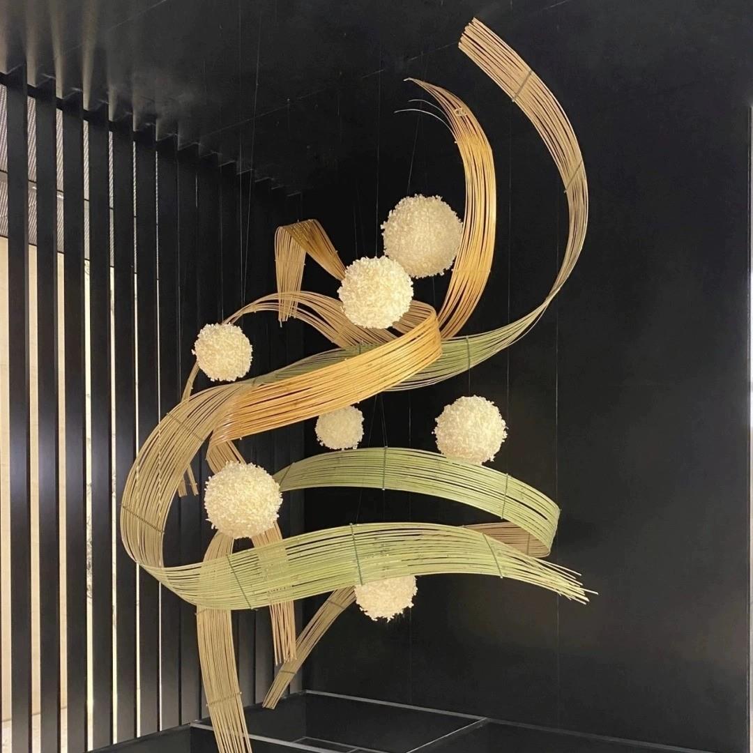 手工竹排竹编竹片篾条造型造景吊顶装置婚庆展厅装饰创意设计