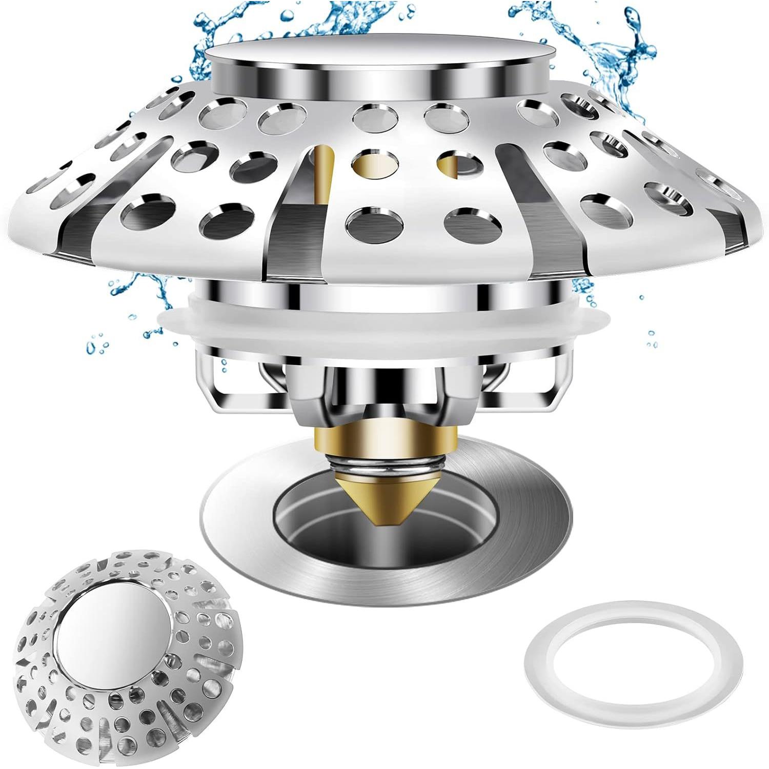 美规浴缸弹跳芯下水器铜芯浴室按压式淋浴房排水器过滤排水阀