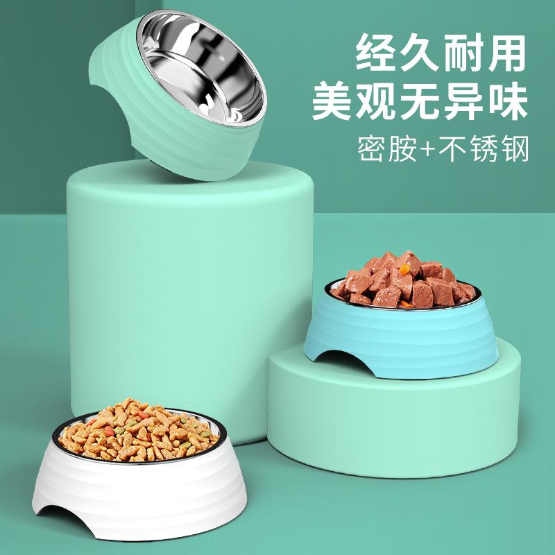 宠物用品厂家 狗盆狗碗不锈钢狗碗防打翻狗狗碗狗 凹波纹单碗