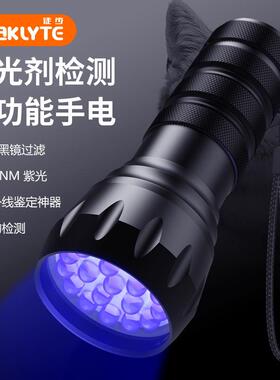 便携防水紫外线灯手电验钞防伪紫光灯猫藓UV固化荧光灯21LED