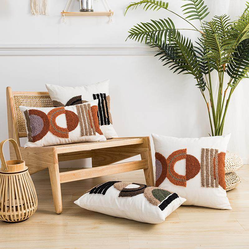 全棉帆布圈绒簇绒抱枕美式轻奢家居客厅沙发靠垫卧室床头靠枕,居家布艺,抱枕被,淘宝优惠券,粉丝福利购,淘宝优惠卷