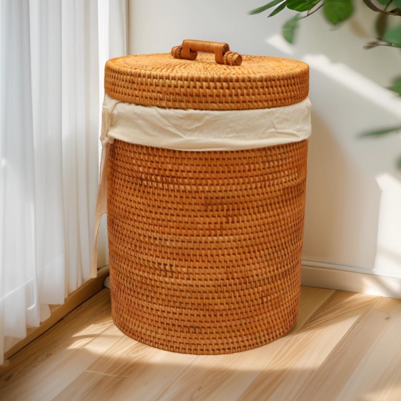 越南藤编脏衣服收纳筐篮玩具衣服衣物收纳桶家用编织简约特大号筐