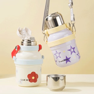 高颜值保温杯女生女士大号大容量手提杯女款带吸管不锈钢水杯子