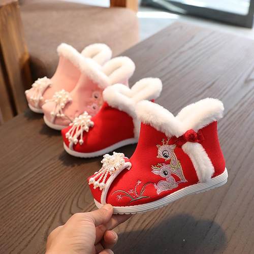 女童冬季加绒保暖儿童汉服鞋
