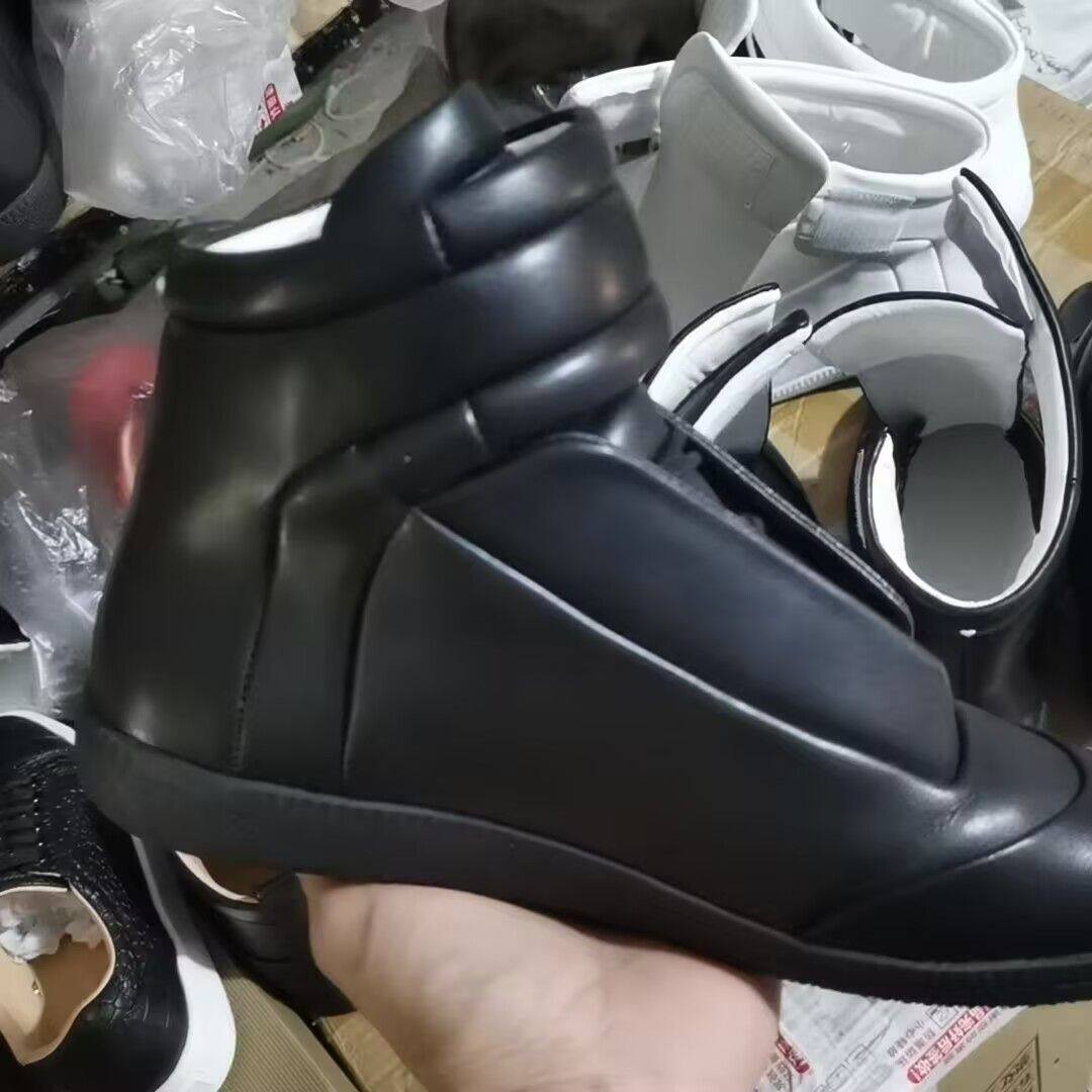 外贸爆款MMM欧洲站男鞋马丁靴高帮德训拼接真皮休闲男鞋魔术贴女