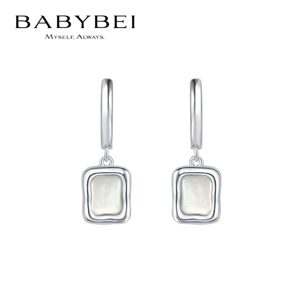 BABYBEI初贝小豆腐耳坠耳饰925银母贝气质灵动简约百搭通勤质感