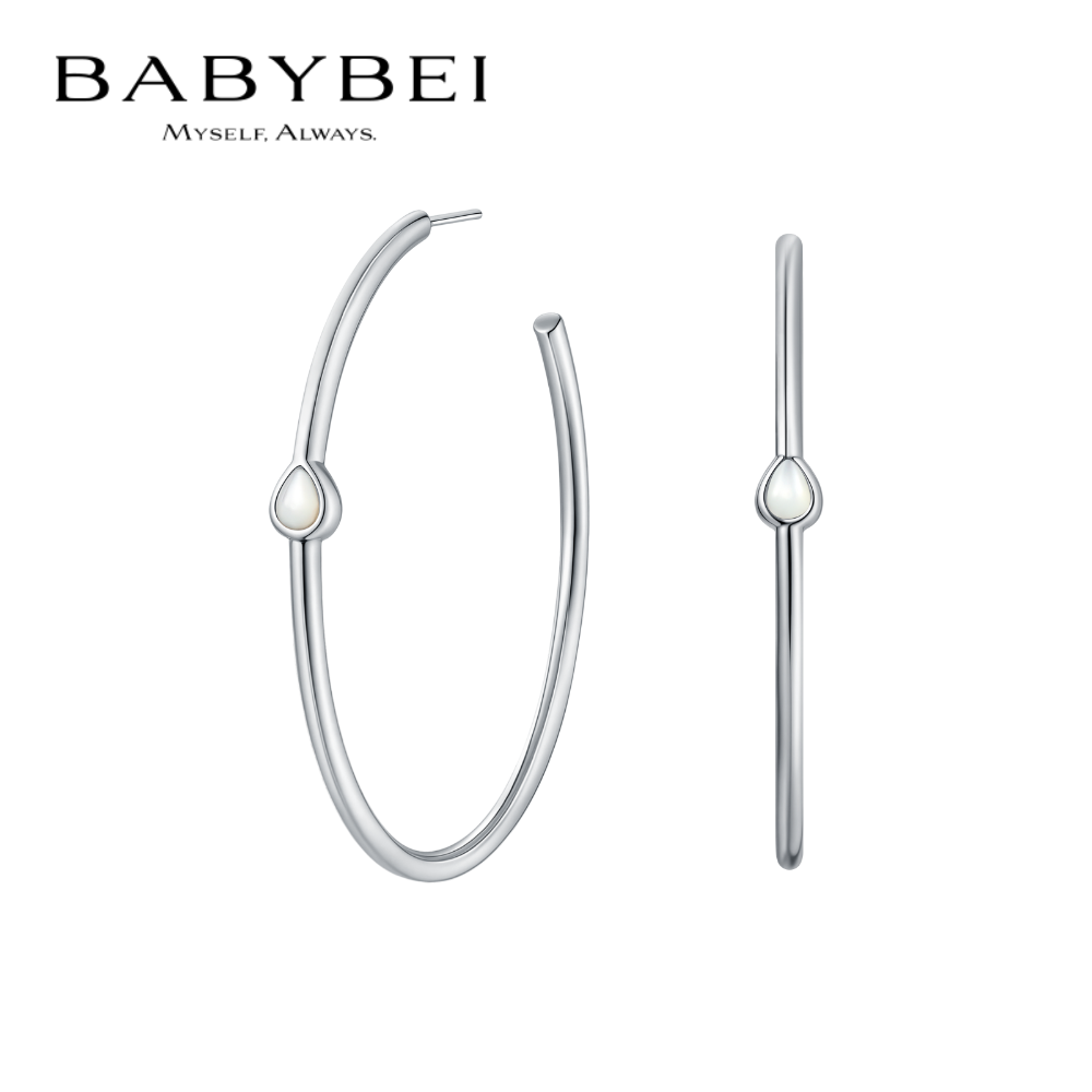 陈瑶同款BABYBEI初贝冰滴咖啡耳圈耳饰铜镀金母贝简约高级时尚