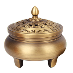 卓好 带盖三足铜香炉摆件  龙款铜香炉 鸳鸯款五福临门款铜香炉