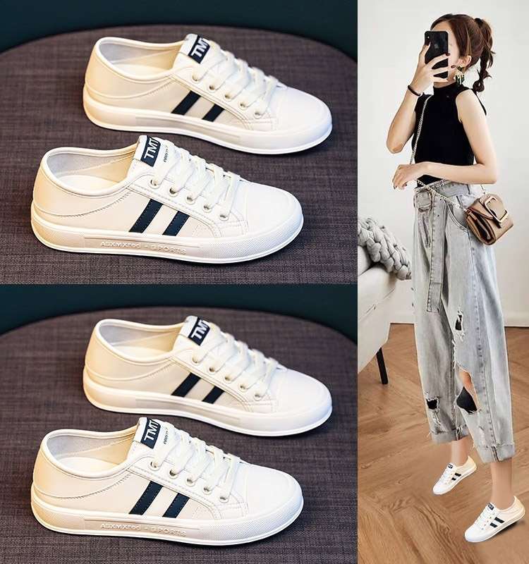 真皮小白鞋女板鞋春季2023新款平底百搭休闲透气女士单鞋爆款女鞋