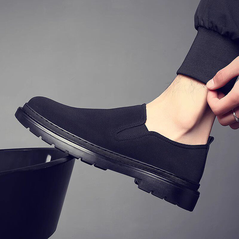 老北京布鞋男2024夏季新款透气潮流一脚蹬男鞋休闲百搭懒人布皮鞋