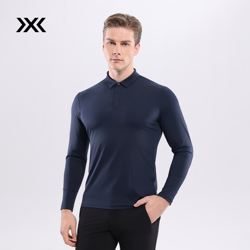 x-bionic 商务长袖POLO衫 男商务弹力棉感防晒日常休闲上衣