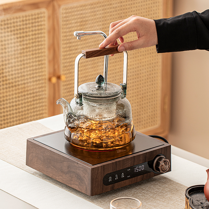 玻璃提梁壶电陶炉煮茶壶耐热玻璃水晶电热煮茶炉白茶烧水壶泡茶