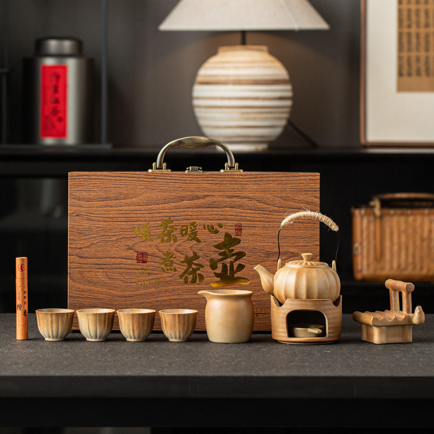 粗陶煮茶炉加热温茶器功夫茶具茶杯套装家用泡茶壶商务伴手礼品装,餐饮具,煮茶炉,淘宝优惠券,粉丝福利购,淘宝优惠卷