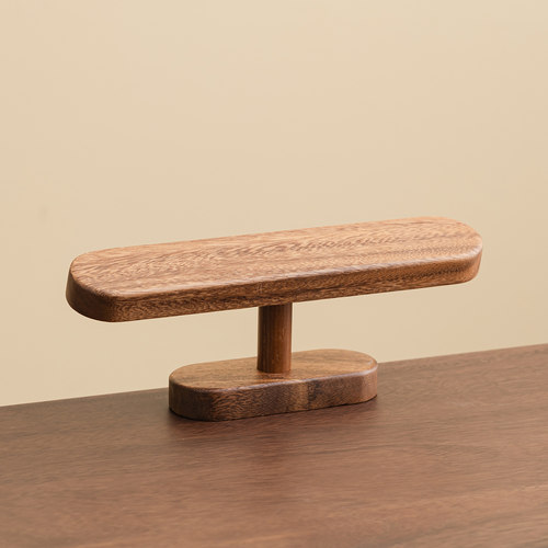 简约原木色木质椭圆钥匙收纳架