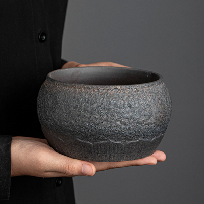 粗陶复古茶渣缸茶洗茶盂茶道配件废水缸杯洗家用日式大容量建水