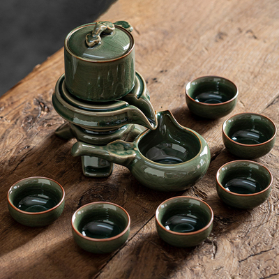 2025新款全套哥窑功夫茶具套装家用轻奢高档懒人泡茶神器自动茶壶