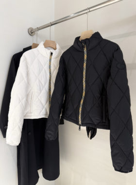 B家格纹外贸尾单2026秋季新款女装长袖格纹棉服宽松显瘦百搭上衣