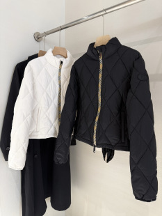 B家格纹外贸尾单2026秋季新款女装长袖格纹棉服宽松显瘦百搭上衣