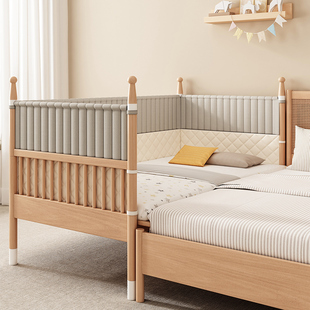 实木儿童床拼接床加宽床山毛榉男孩单人床宝宝小床拼接大床婴儿床